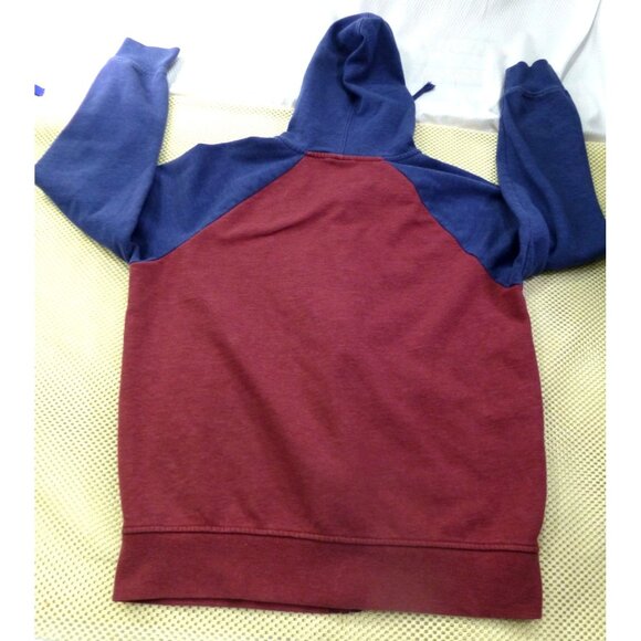 Superman Logo DC Comics Mens Full Front Zip Up Hoodie Burgundy & Blue Med - Picture 2 of 9